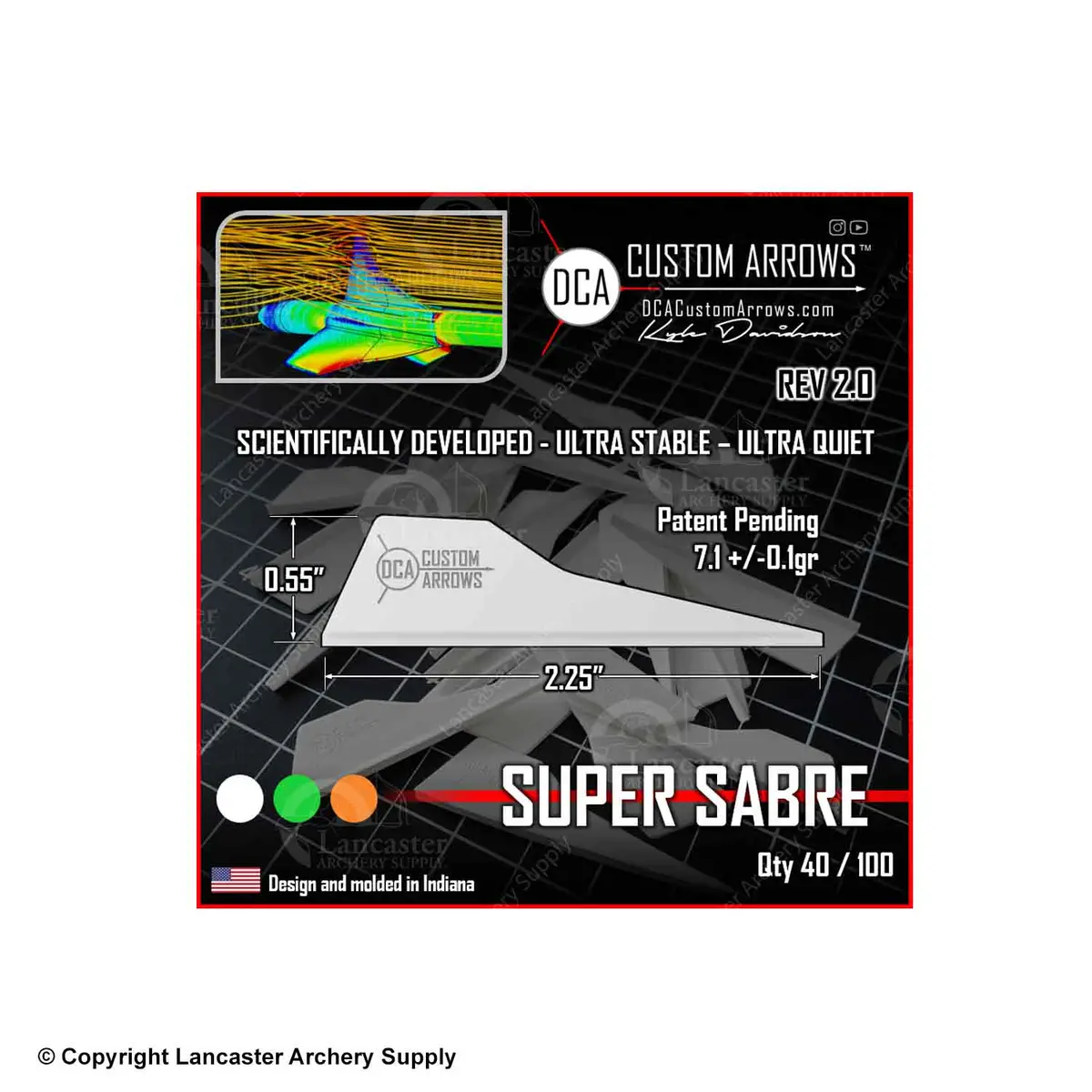 Dca Custom Arrows Rev 2.0 Super Sabre Vanes 2.25"(100 Pack) 2
