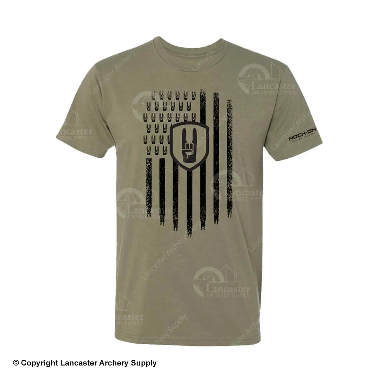 Nock On Old Glory Vertical T-Shirt (Olive) 1