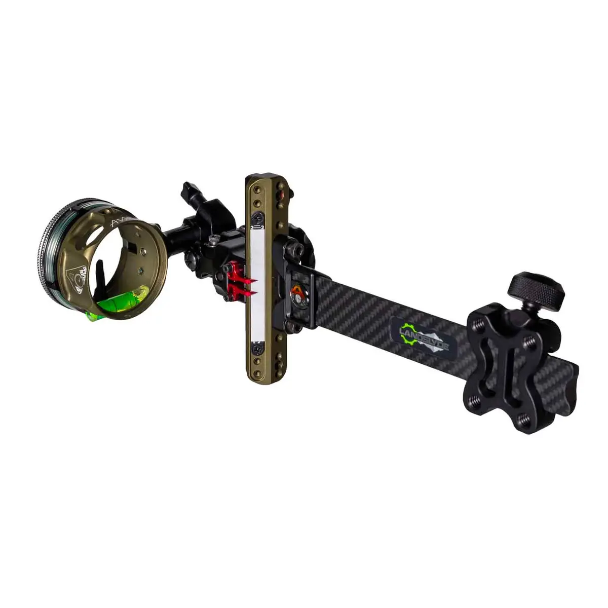 Axcel Landslyde Custom Series Bowhunting Carbon Pro Slider Sight W/Avx-41 Scope (.010” Green/Red Double Pin Ranger Sight) 1