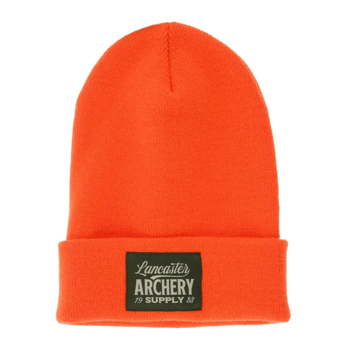 Las Blaze Orange Knit Beanie With Woven Las Label 1