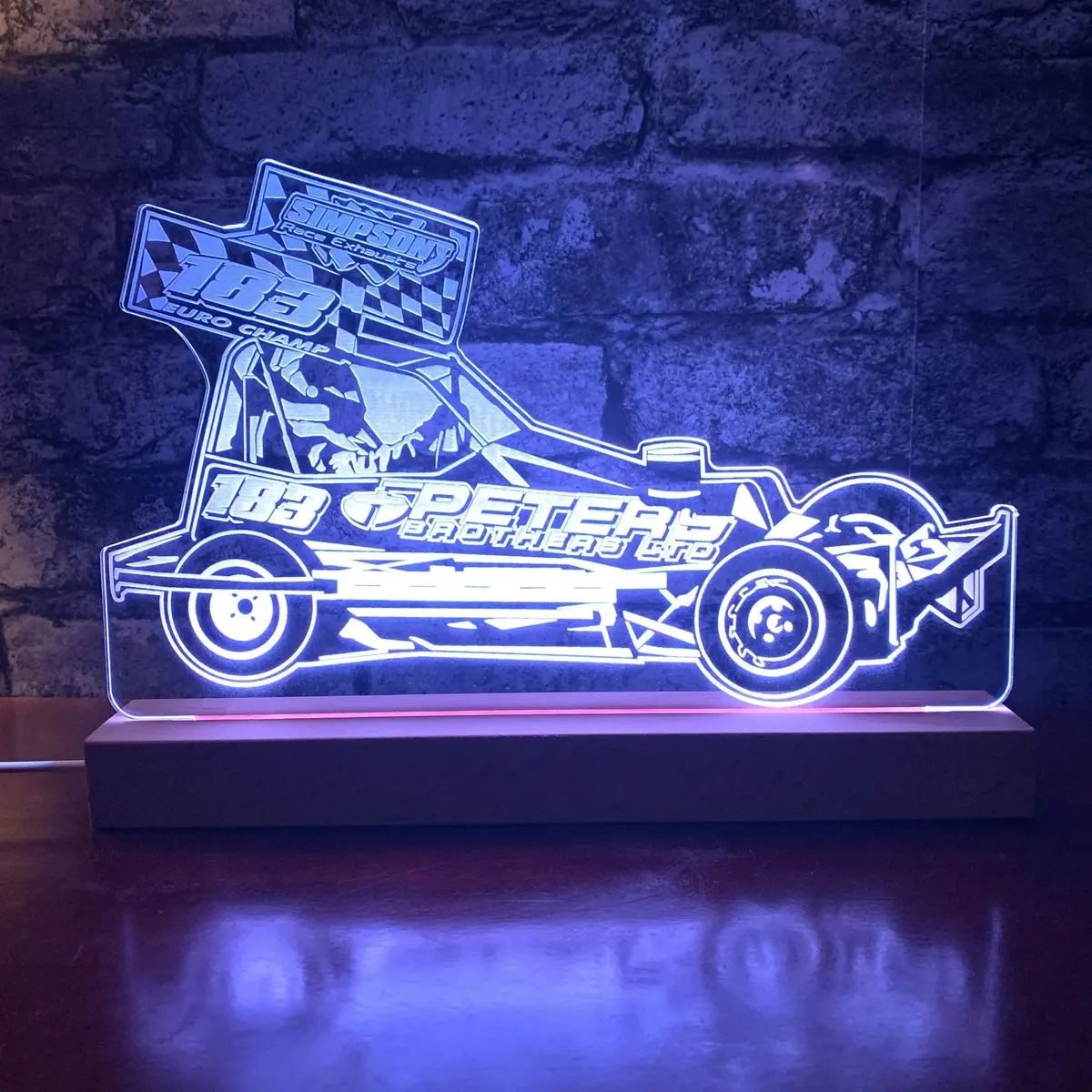 #183 Charlie Guinchard  Brisca F2 Night Light - Large Wooden Base 1