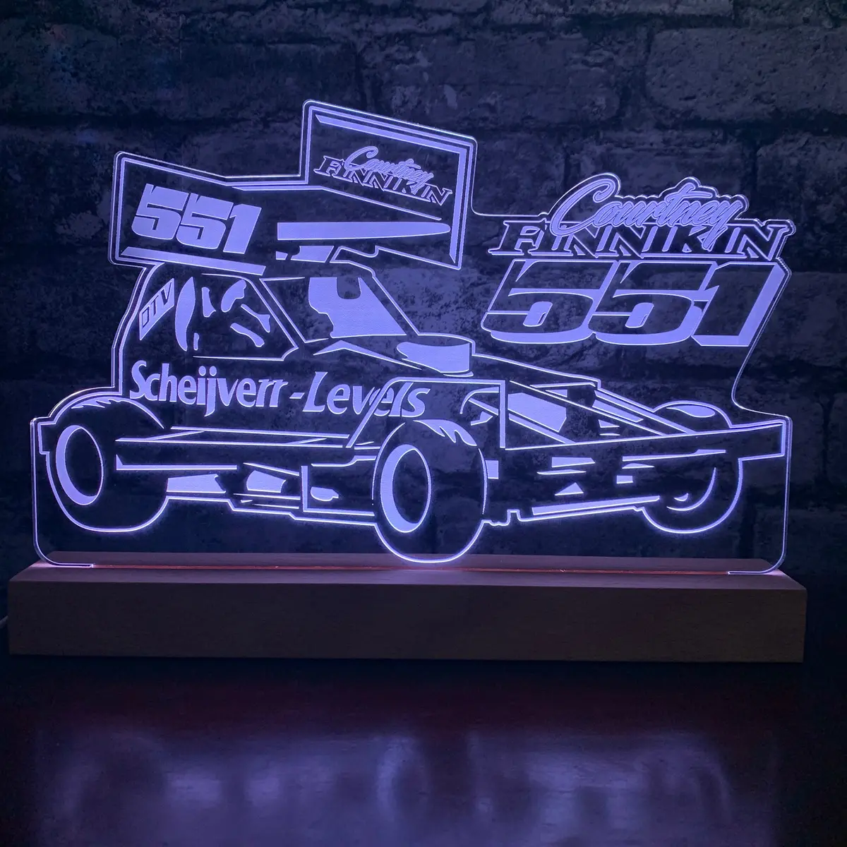 Courtney Finnikin #551 Brisca F1 Night Light - Large Wooden Base 1