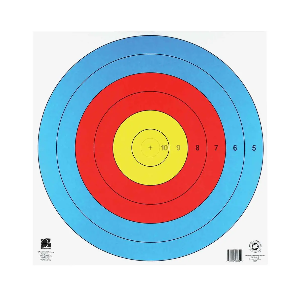 Maple Leaf World Archery Official 6 Ring Target Face 1