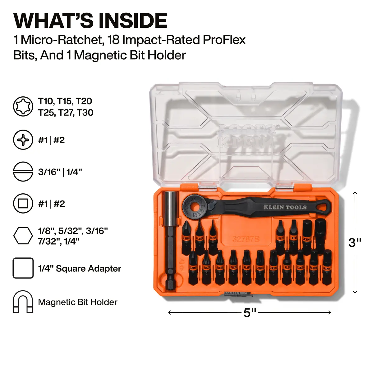 Klein Tools 32787S Proflex Micro Ratchet Impact Bit Set, 20 Pc. 1