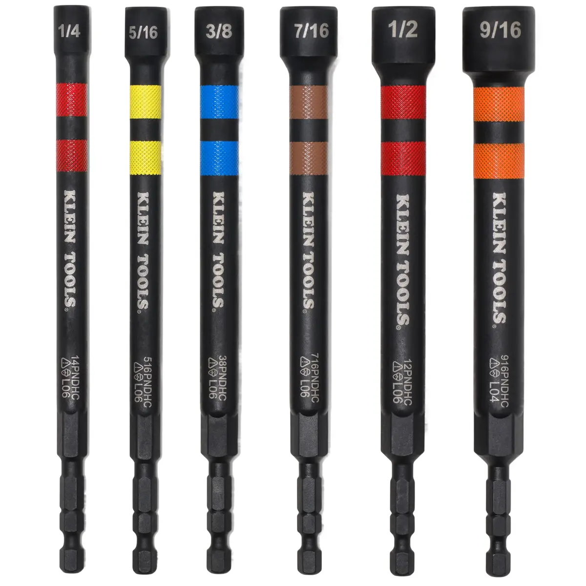 Klein Tools 32940 Magnetic Hollow Color-Coded Power Nut Drivers Set, 6 Pc. 1