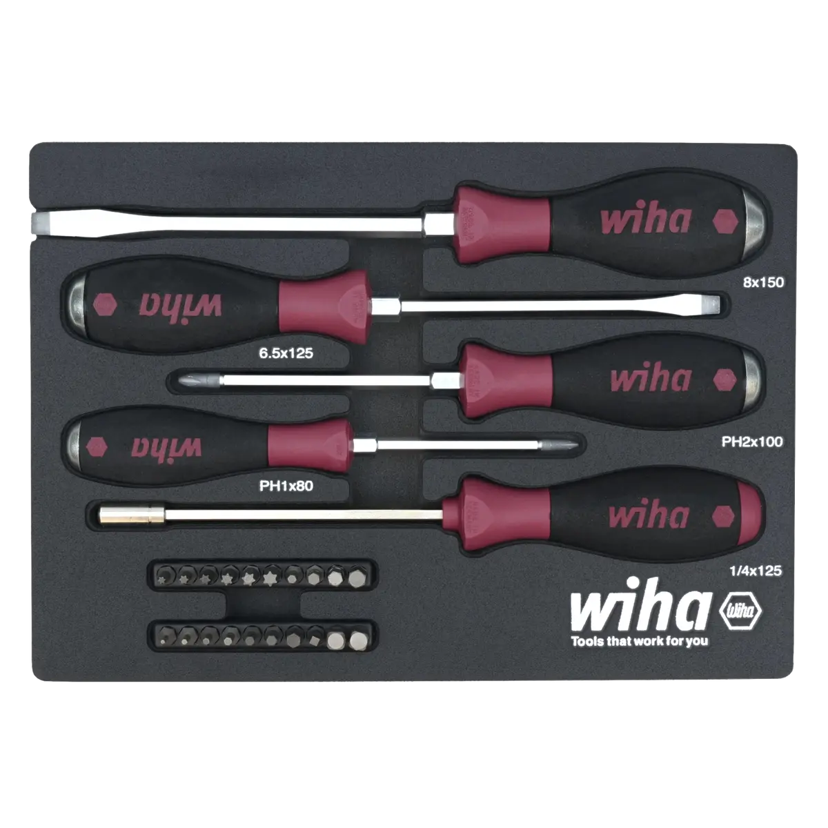 Wiha Tools 52690 25 Piece Microfinish Screwdriver Tray Set 1