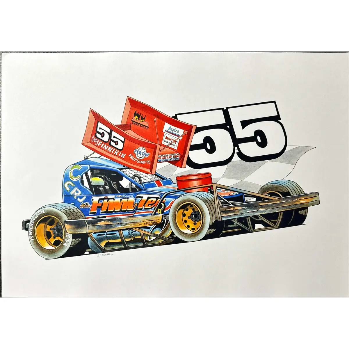 Brisca F1 #55 Craig Finniken Caricature Print 1
