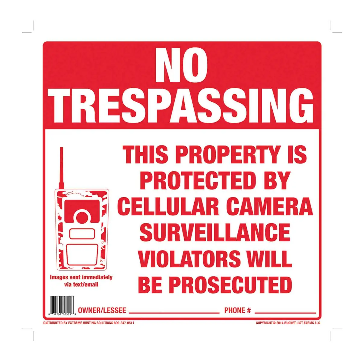 Extreme Hunting Solutions No Trespassing Sign (Plastic) 1