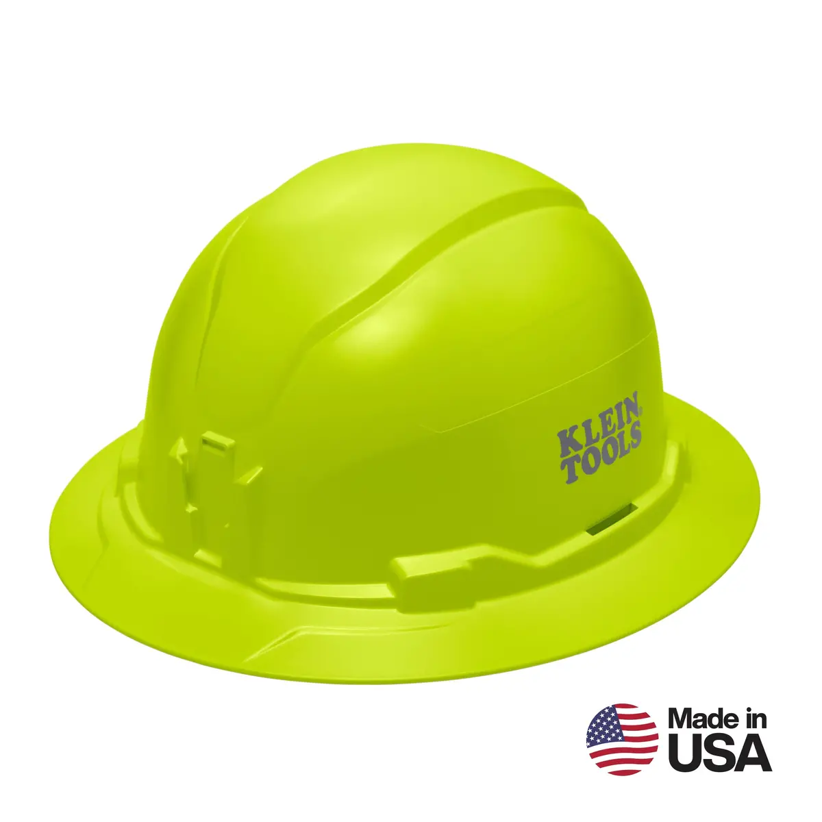 Klein Tools 60910 Hard Hat, Non-Vented, Full Brim Style, High Visibility Lime 1