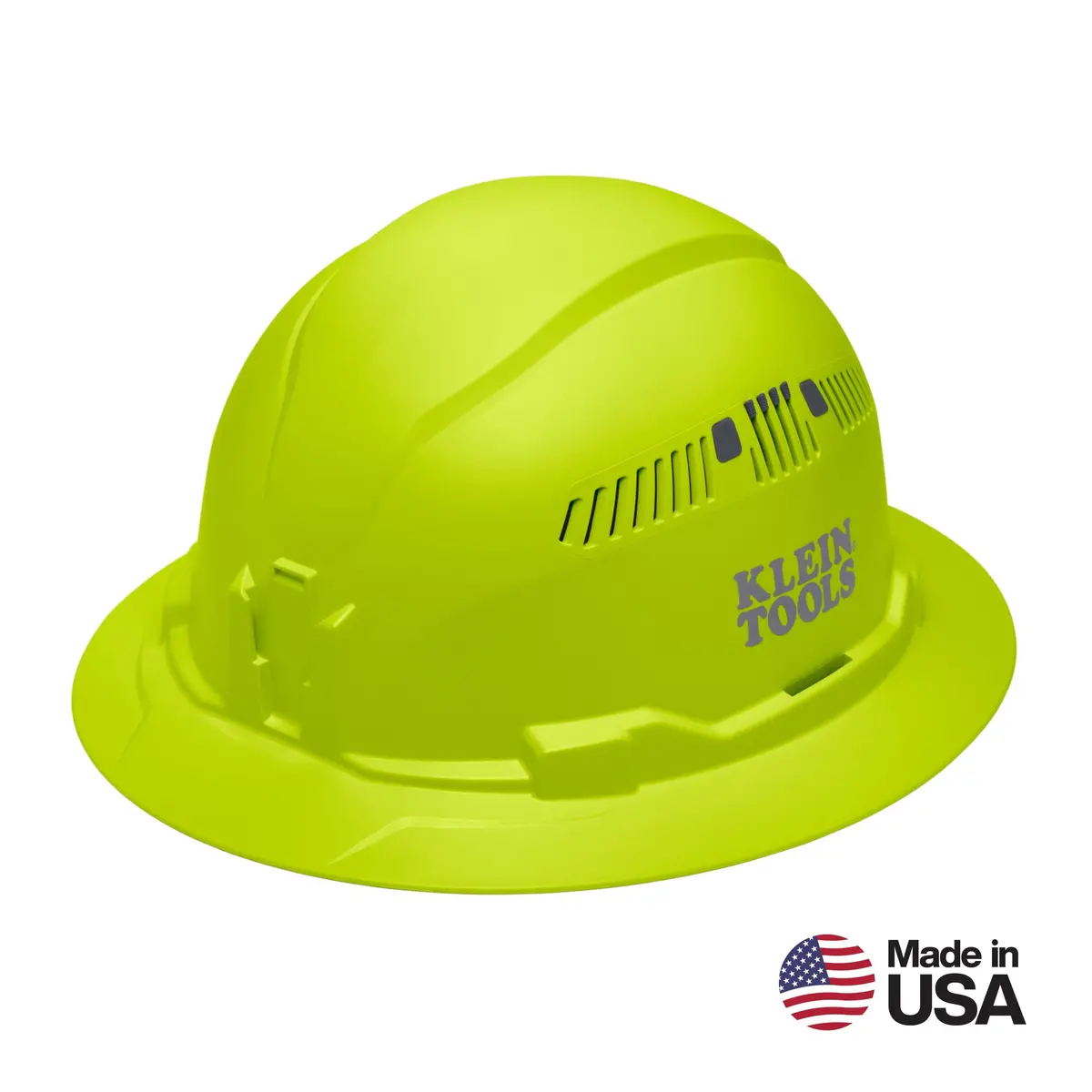 Klein Tools 60911 Hard Hat, Vented, Full Brim Style, High Visibility Lime 1