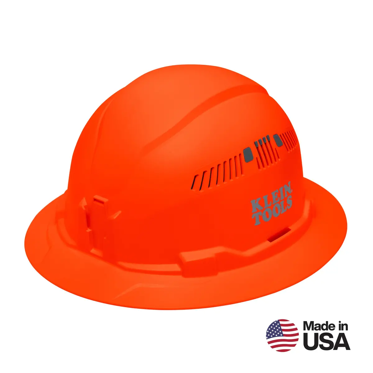Klein Tools 60931 Hard Hat, Vented, Full Brim Style, High Visibility Orange 1