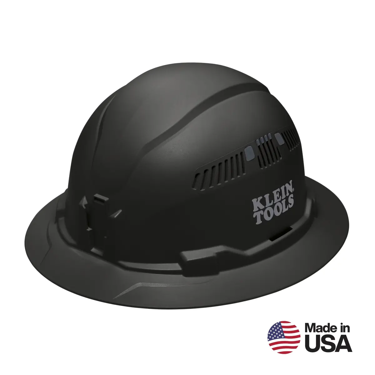 Klein Tools 60961 Hard Hat, Vented, Full Brim Style, Black 1