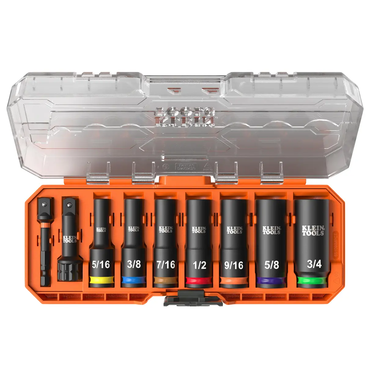 Klein Tools 65109Impct Knect Deep-Well 3/8" Drive Impact Socket Set, Sae, 9 Pc. 1