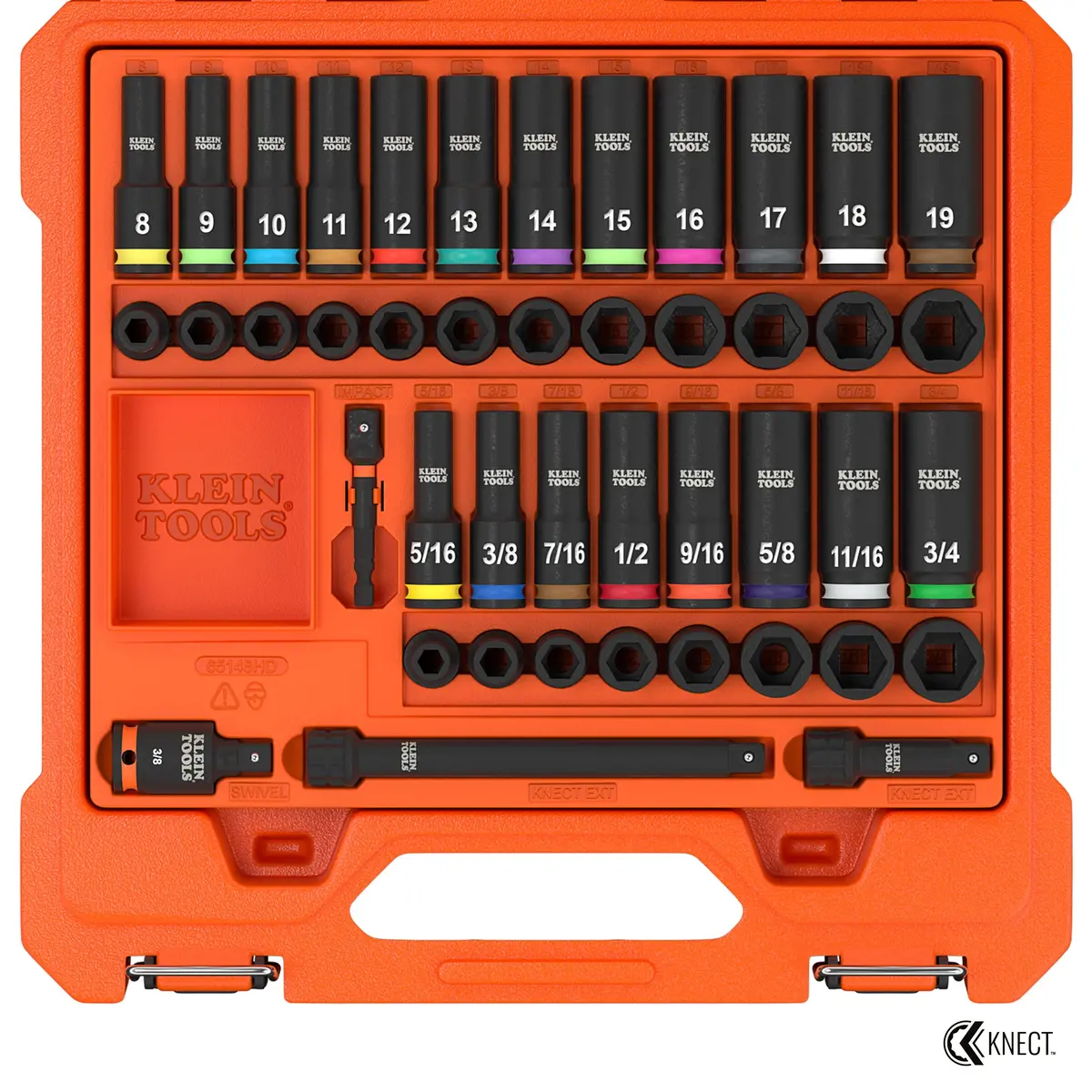 Klein Tools 65148Hd Knect 3/8" Deep And Shallow Impact Socket Set, Sae / Metric, 44 Pc. 1