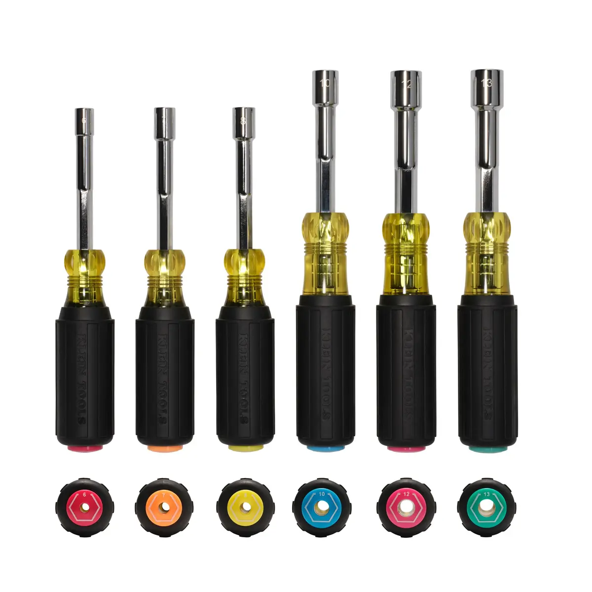 Klein Tools 65456M Metric Color-Coded Hollow-Shaft Heavy-Duty Nut Driver Set, 6 Pc. 1