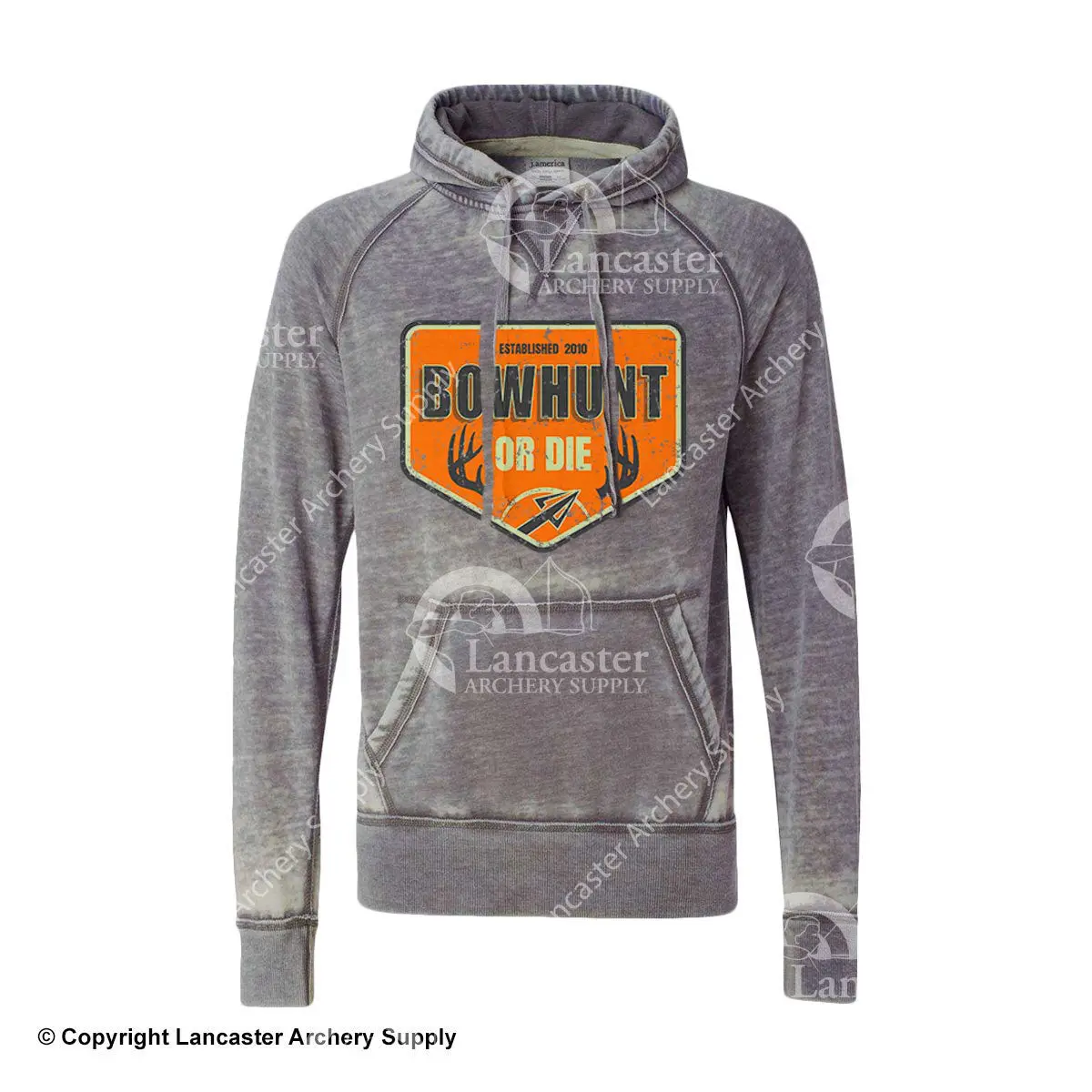 Bowhunt Or Die Gray Vintage Antler Logo Hoodie 1
