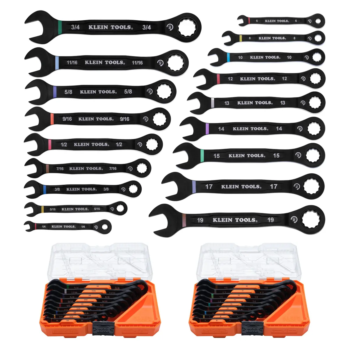 Klein Tools 69418Cg Ratcheting Combination Wrench Set, Sae / Metric, 18 Pc. 1