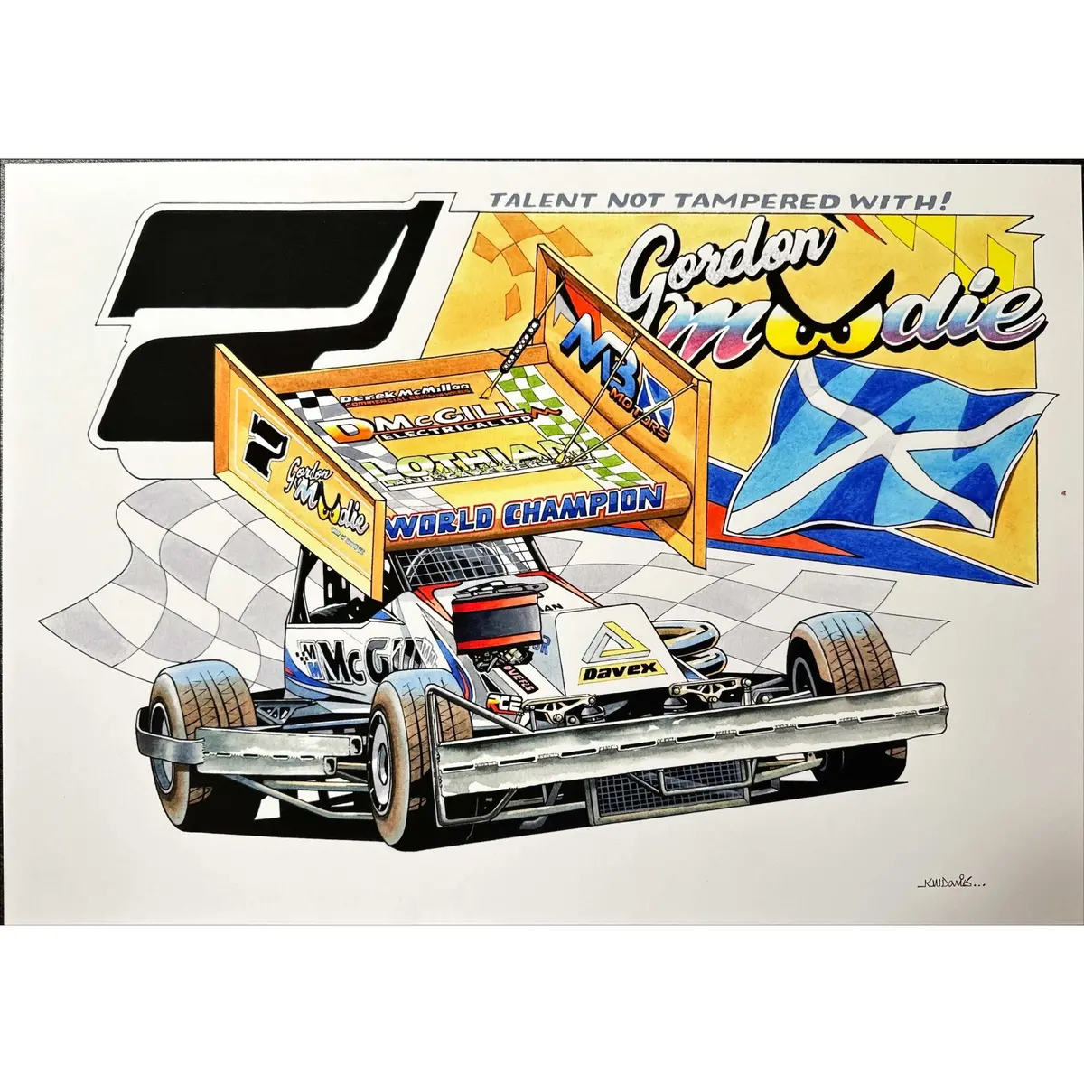 Brisca F1 #7 Gordon Moodie Caricature Print 1