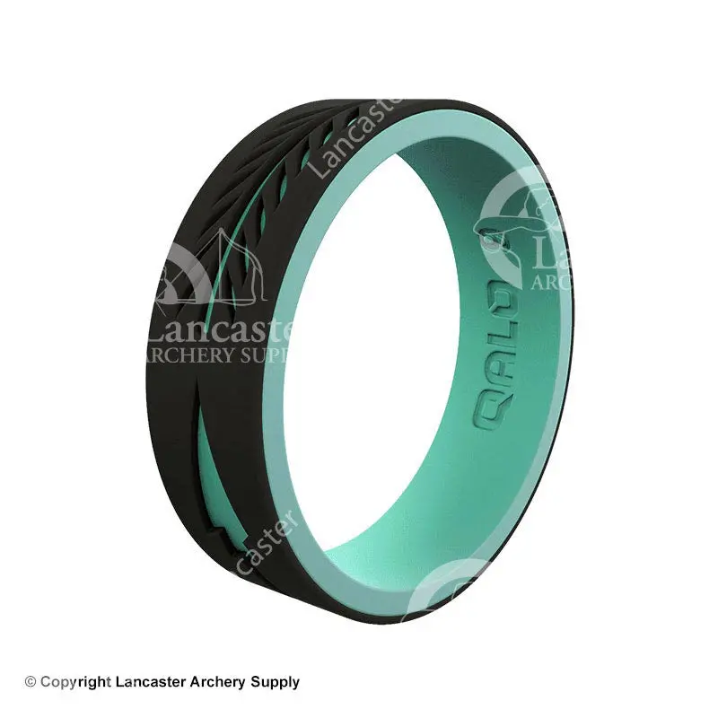 Qalo Women's Strata Black And Aqua Arrow Silicone Ring 1