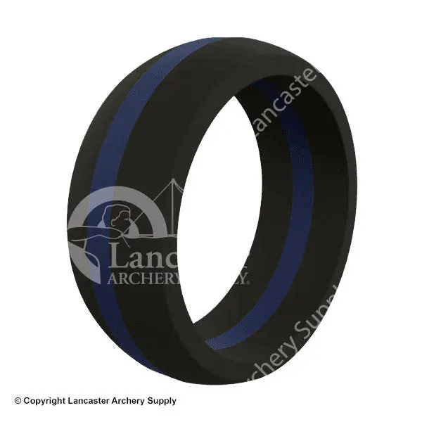 Qalo Men's Thin Blue Line Pinstripe Silicone Ring 1