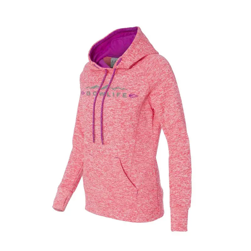Bow Life Women's Mountain Logo Coral Contrast Hoodie 1