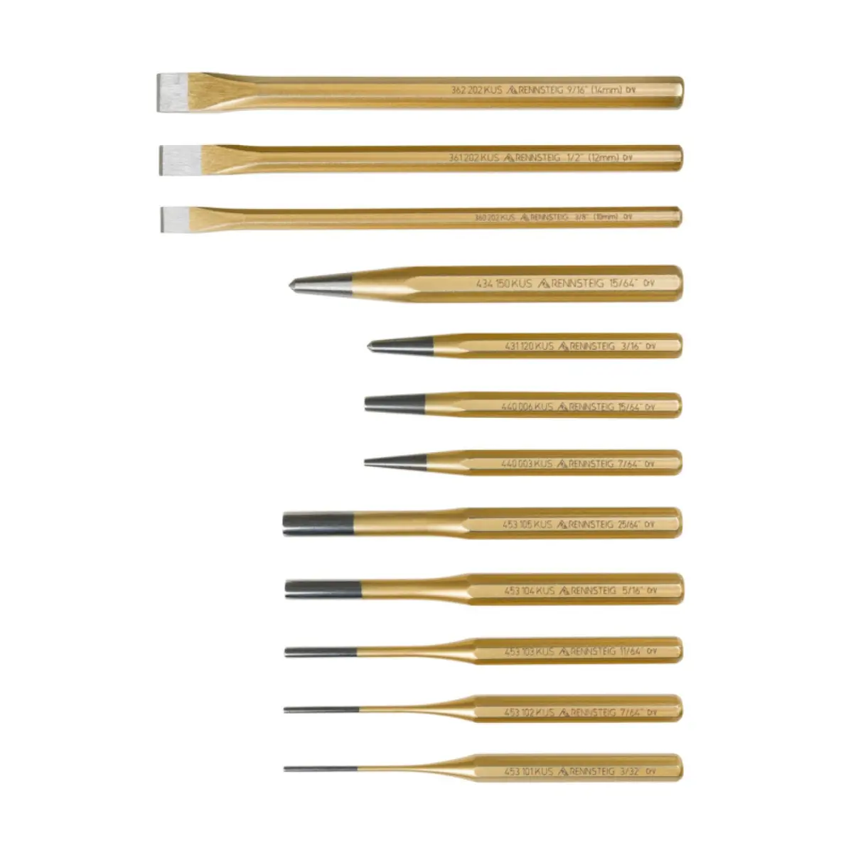 Rennsteig 9R 400 012 12 Pc Punch And Chisel Set 1