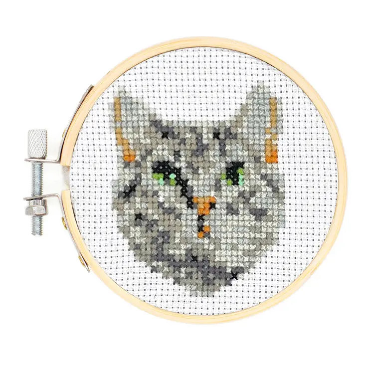 Tabby Cat Mini Cross Stitch Embroidery Kit 1
