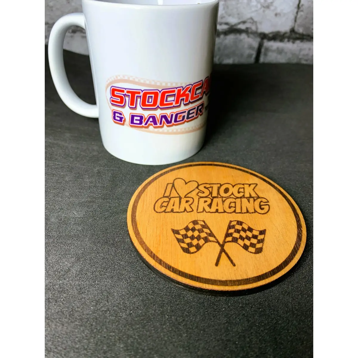 I Love Stock Car Racing - Wooden Coaster 1