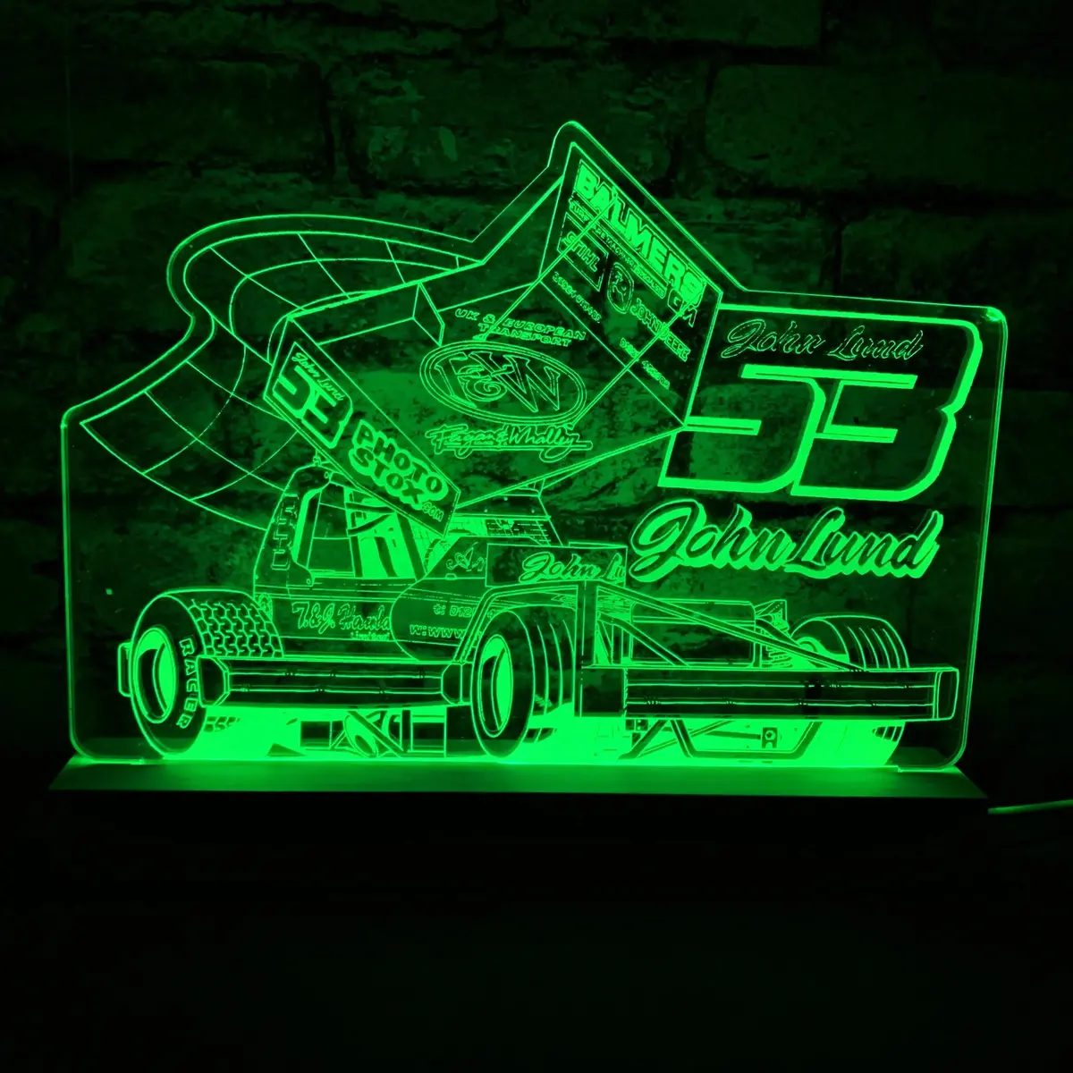 John Lund 53 Brisca F1 Night Light - Large Wooden Base 1