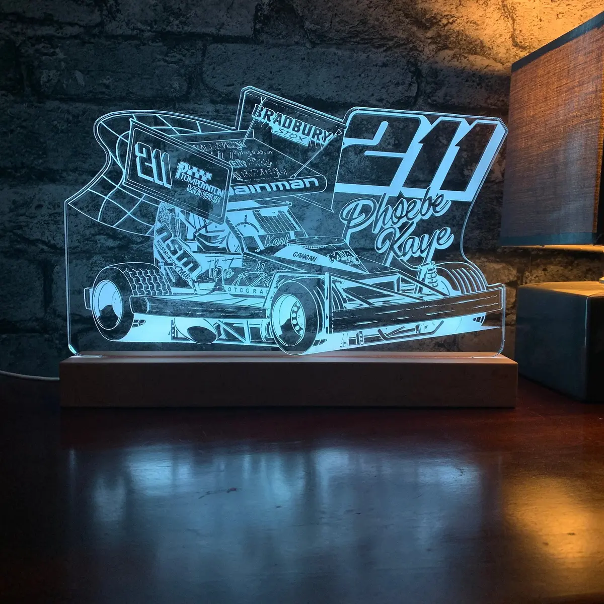 Phoebe Wainman 211 Brisca F1 Night Light - Large Wooden Base 2
