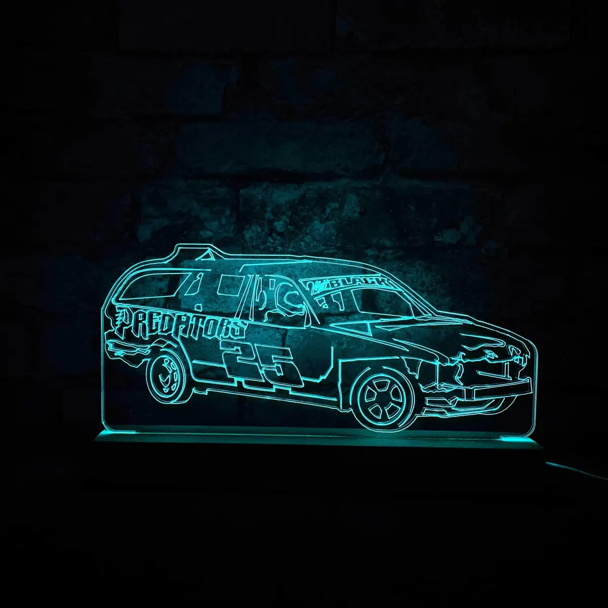 Predators (Matt Black) Banger Night Light - Large Wooden Base 1