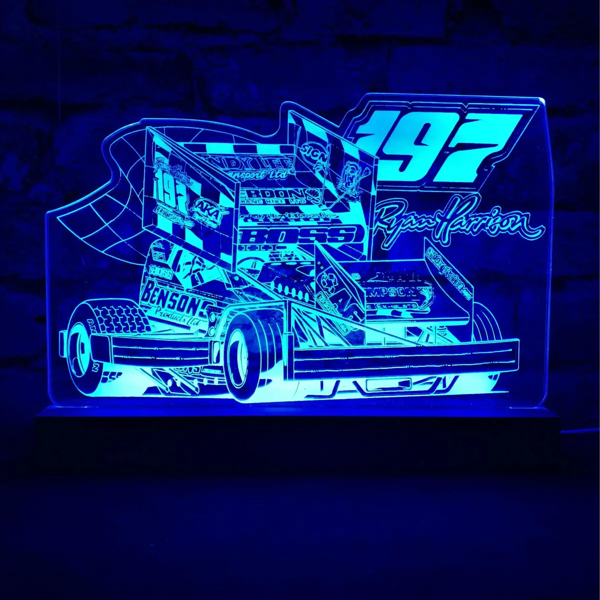 Ryan Harrison 197 Brisca F1 Night Light - Large Wooden Base 1
