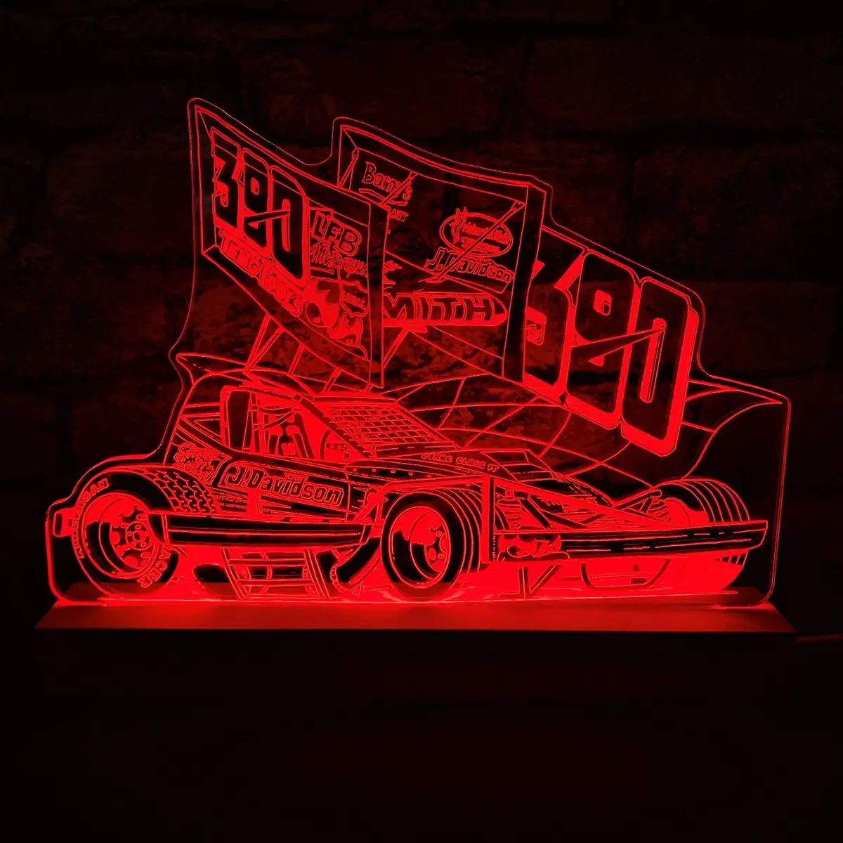 Stuart Smith 390 Brisca F1 Night Light - Large Wooden Base 1