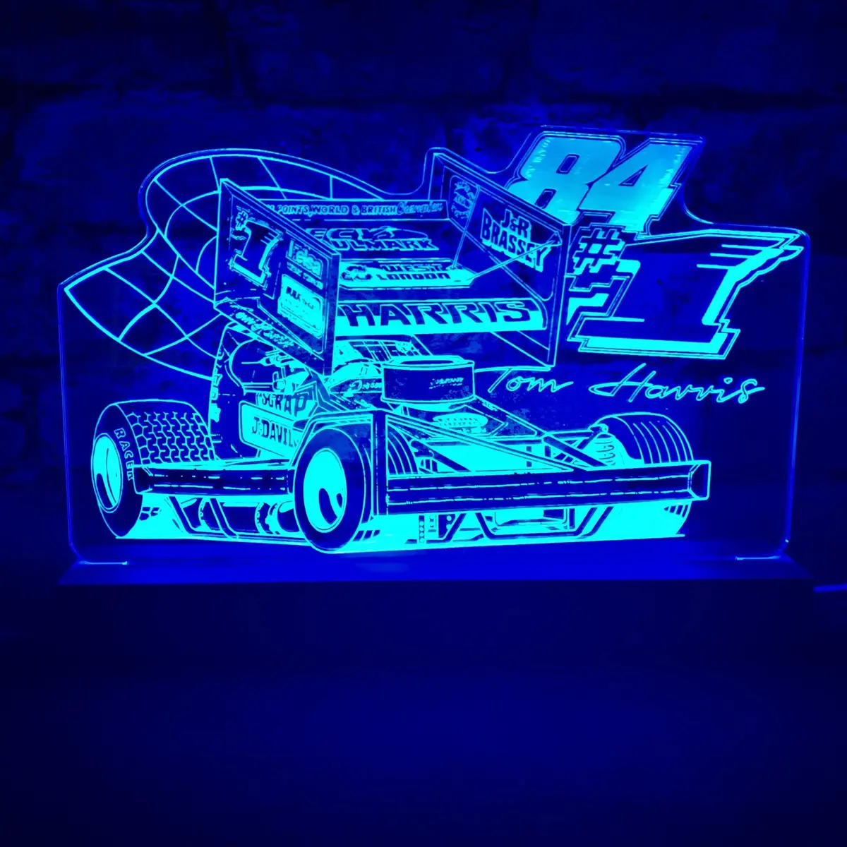 Tom Harris #1 #84 Brisca F1 Night Light - Large Wooden Base 1