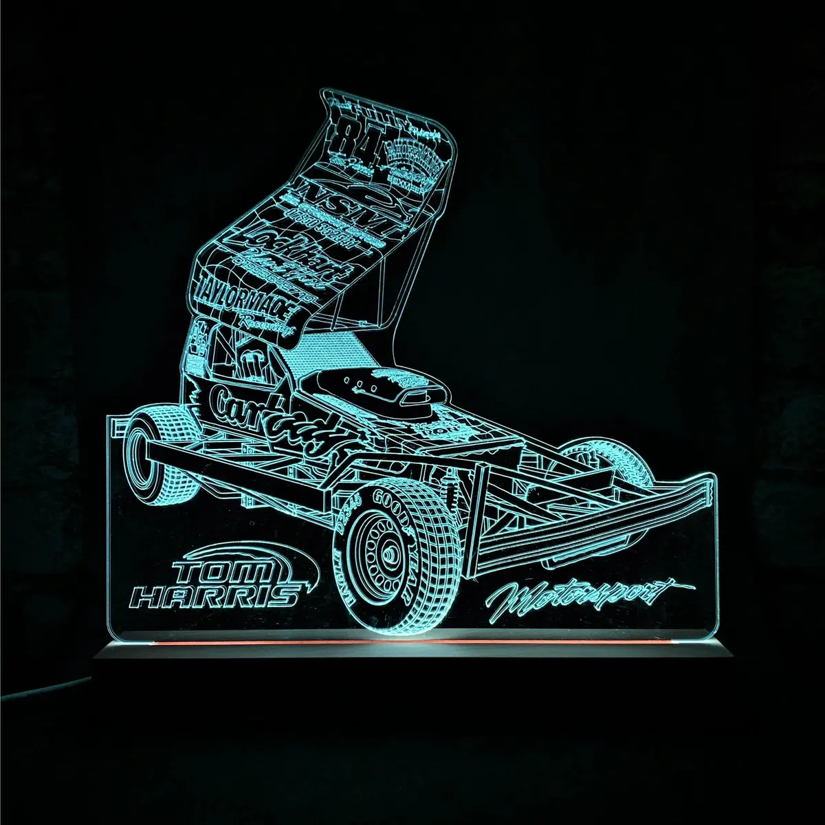Tom Harris #84 Brisca F1 Night Light - Large Wooden Base 1