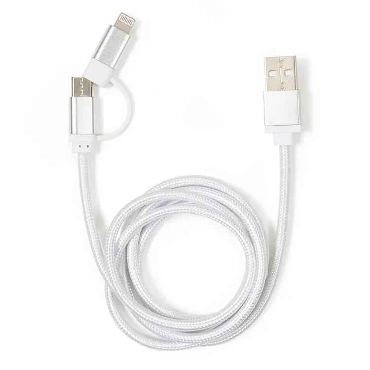 Silver 2-In-1 Braided Cable 1