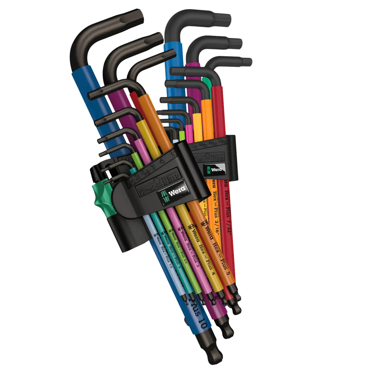 Wera Hex-Plus Imperial & Metric L-Key Twin Pack — 2X 9-Piece Multicolour, Blacklaser 1
