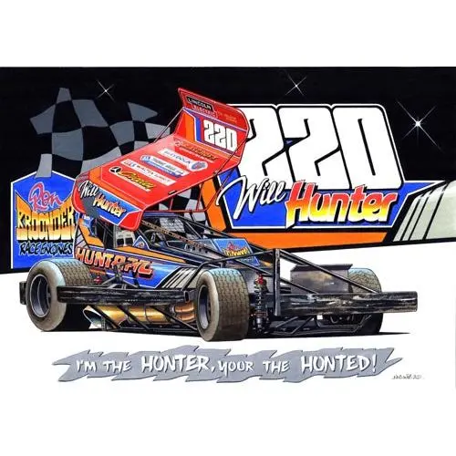 Brisca F1 #220 Will Hunter Shale Caricature Print 1