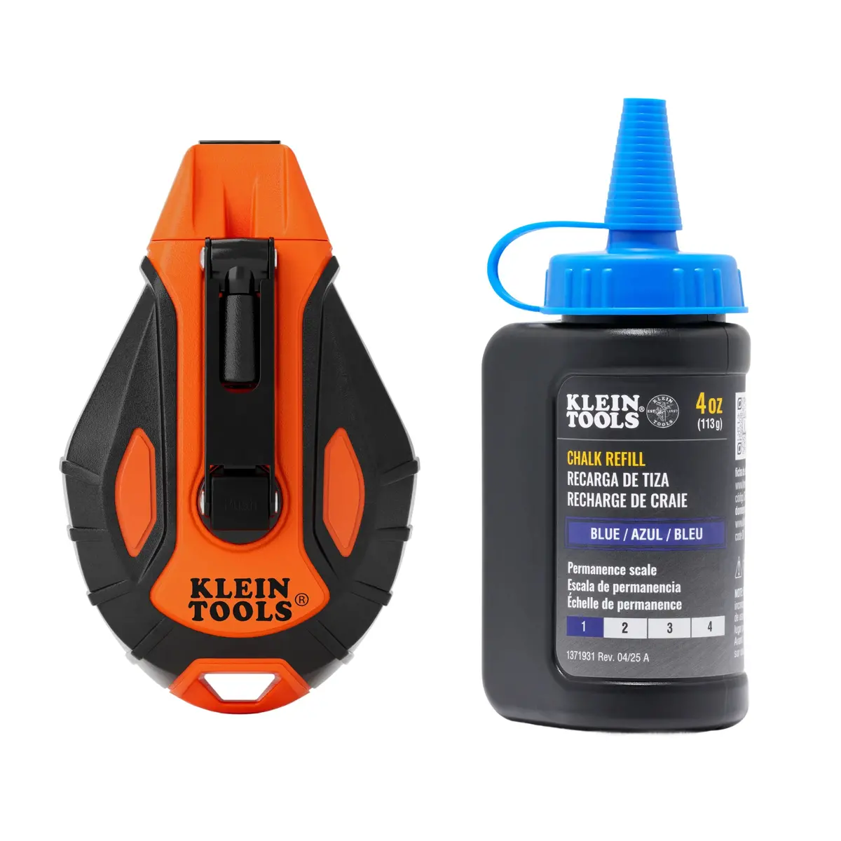 Klein Tools Chlk100s Smooth Retractable Chalk Reel, 100-Foot, With Blue Chalk Refill 1
