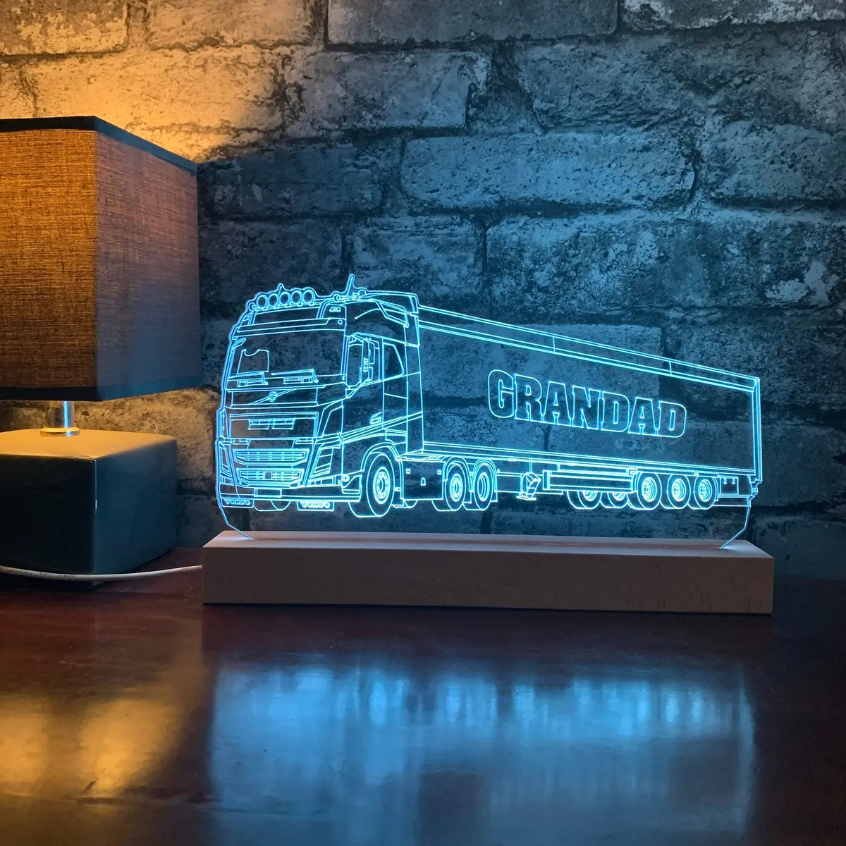 Personalised Volvo Lorry With Trailer Led Lamp Night Light 1