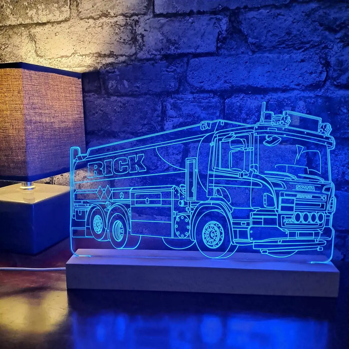 Personalised Scania Lorry With Lpg Tanker Trailer Led Lamp Night Light 1