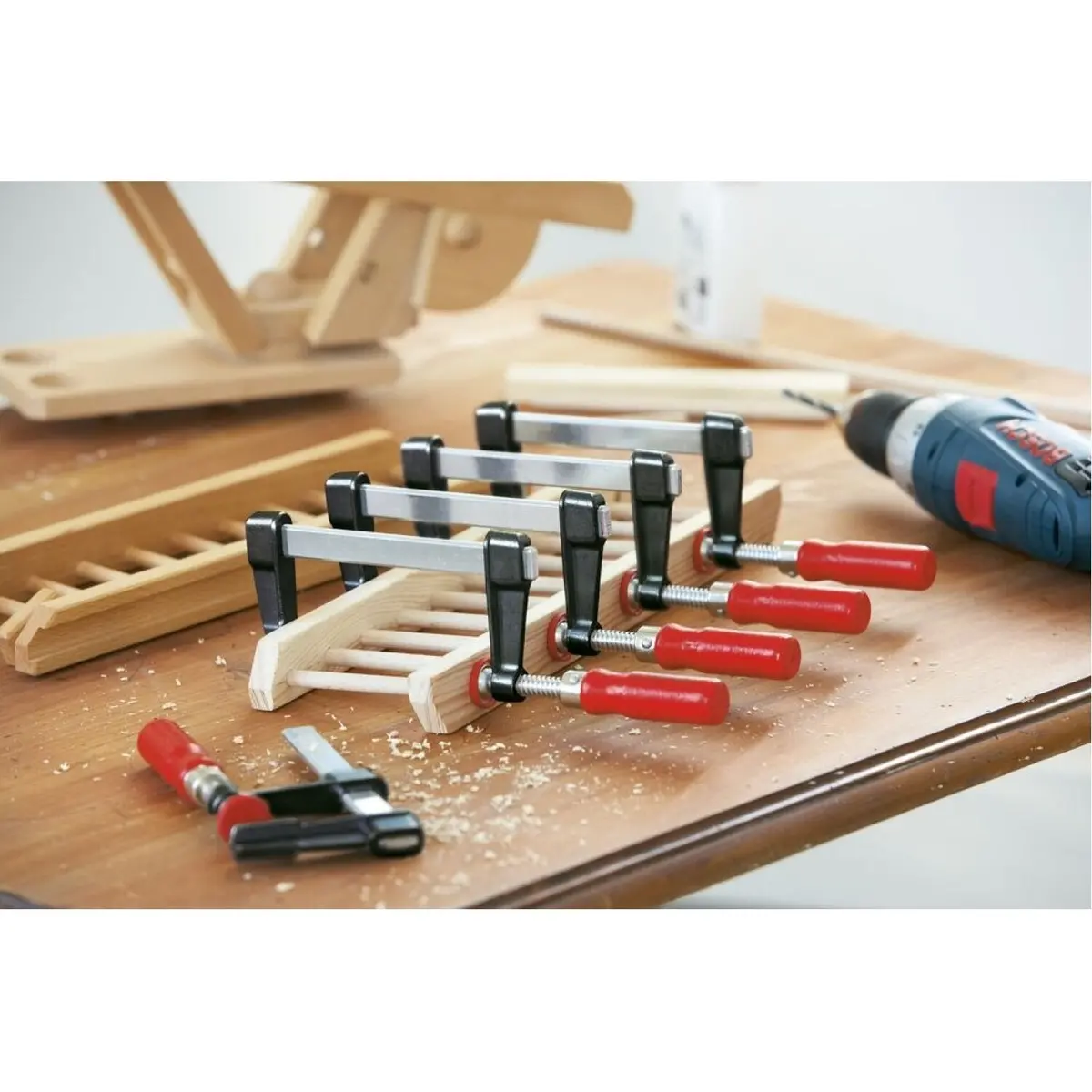 Bessey Lm2.004 Clamp, Woodworking, F-Style, Zinc Jaws, Swivel Pads, 2 In. X 4 In., 330 Lb 2