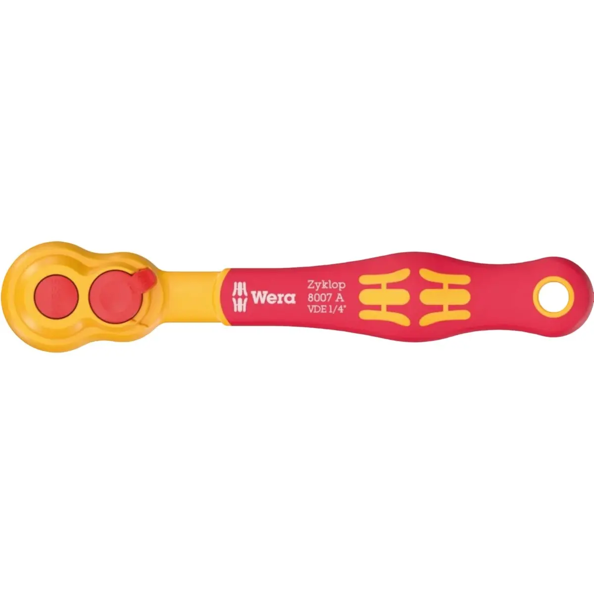 Wera 05004866001 8007 A Vde Zyklop Ratchet, Insulated, With Reversing Lever, With 1/4" Drive, 1/4" X 144 Mm 1