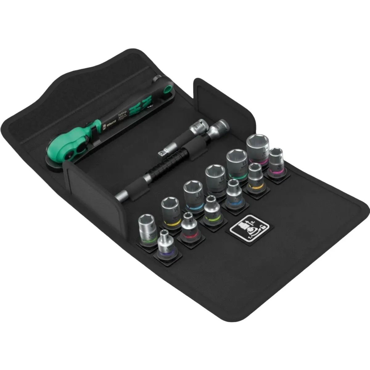 Wera 05004022001 8100 Sa 13 Zyklop Comfort Ratchet Set, Reversing Lever, 1/4" Drive, Metric, 15 Pieces 1