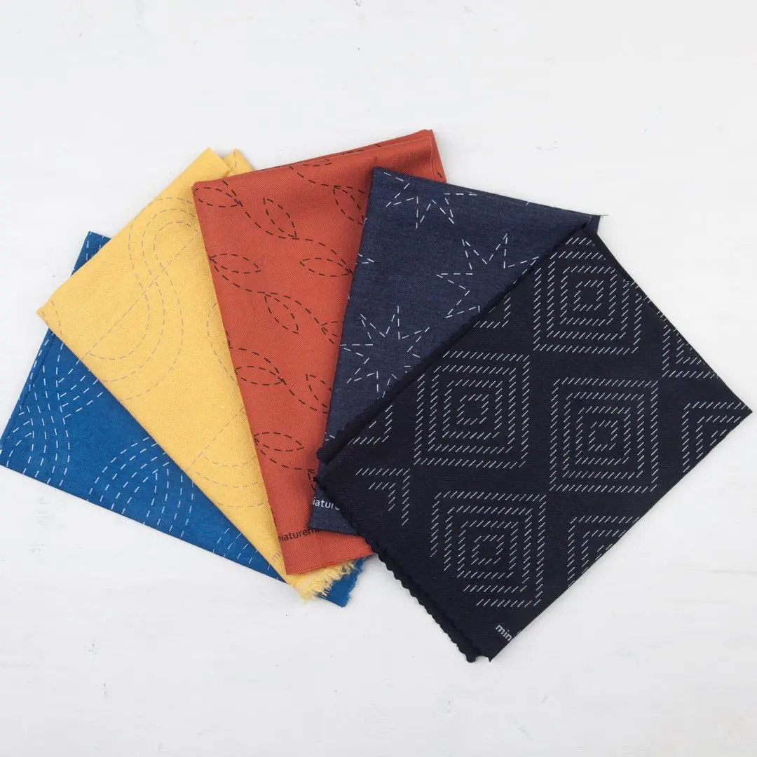 Limited Edition Set Embroidery Pattern 2 - Silk Screened, Upcycled Fabric 1
