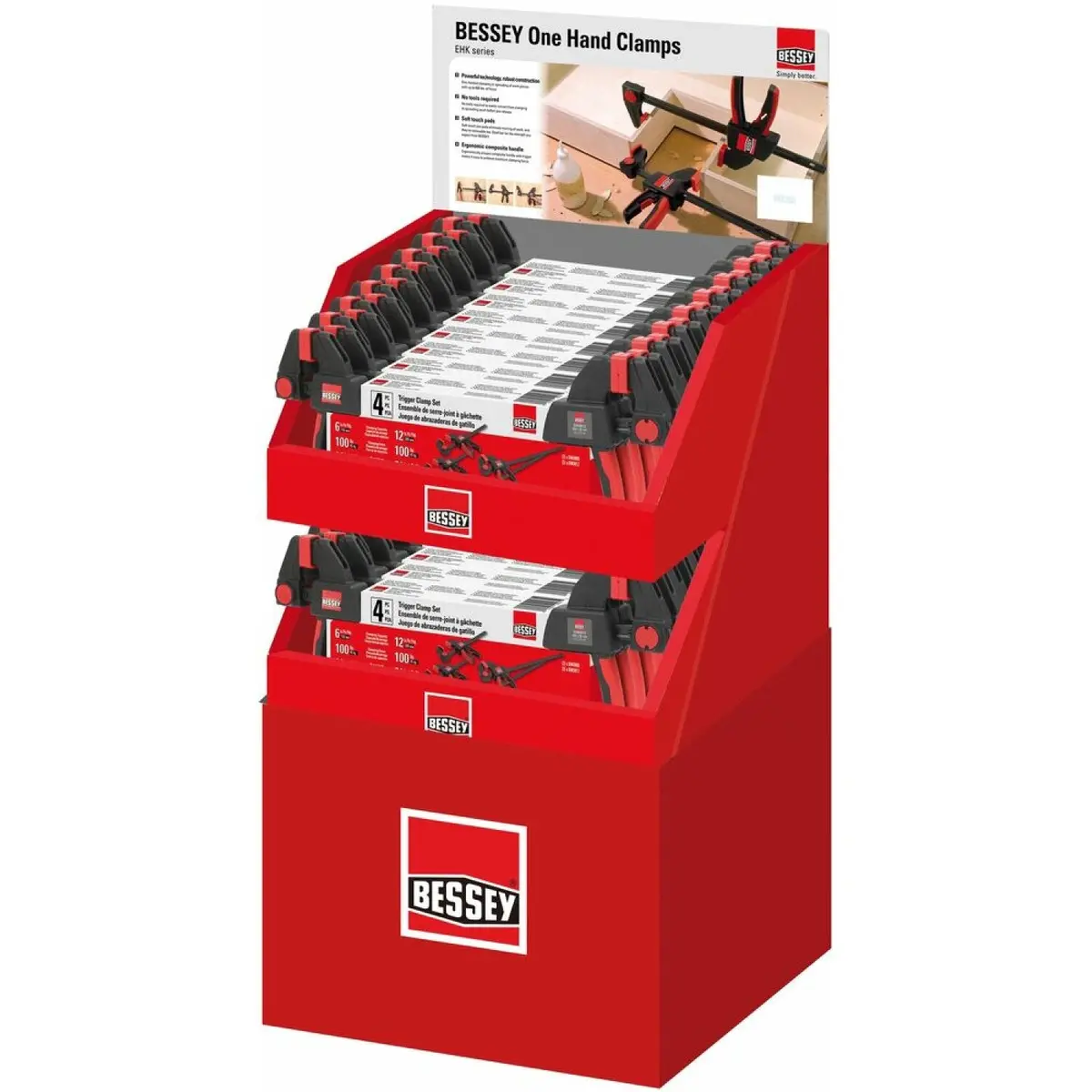 Bessey Res4pk-Qp Quarter Pallet, 16 X Set, Trigger & Spring Clamps (2 X 6 In 100Lb, 2 X 12 In 100Lb) 1