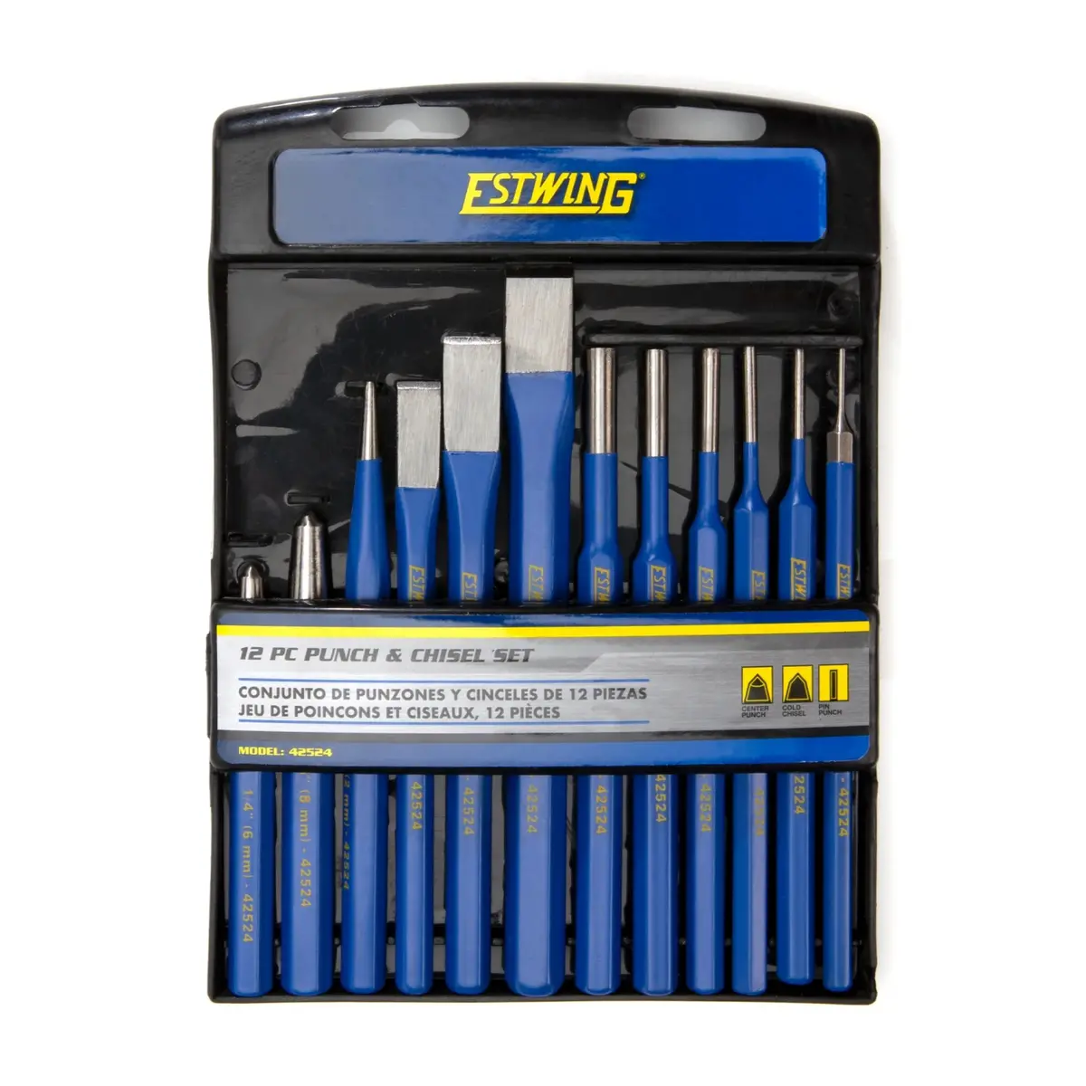 Estwing 42524 12-Piece Cold Chisel, Pin, Center And Starter Punch Set 1