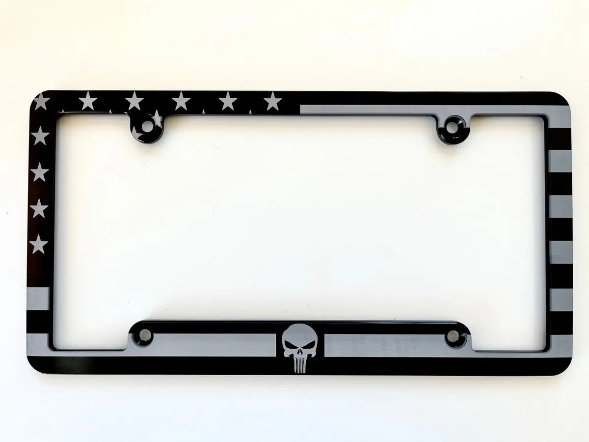 American Flag Punisher Billet Aluminum License Plate Frame 1