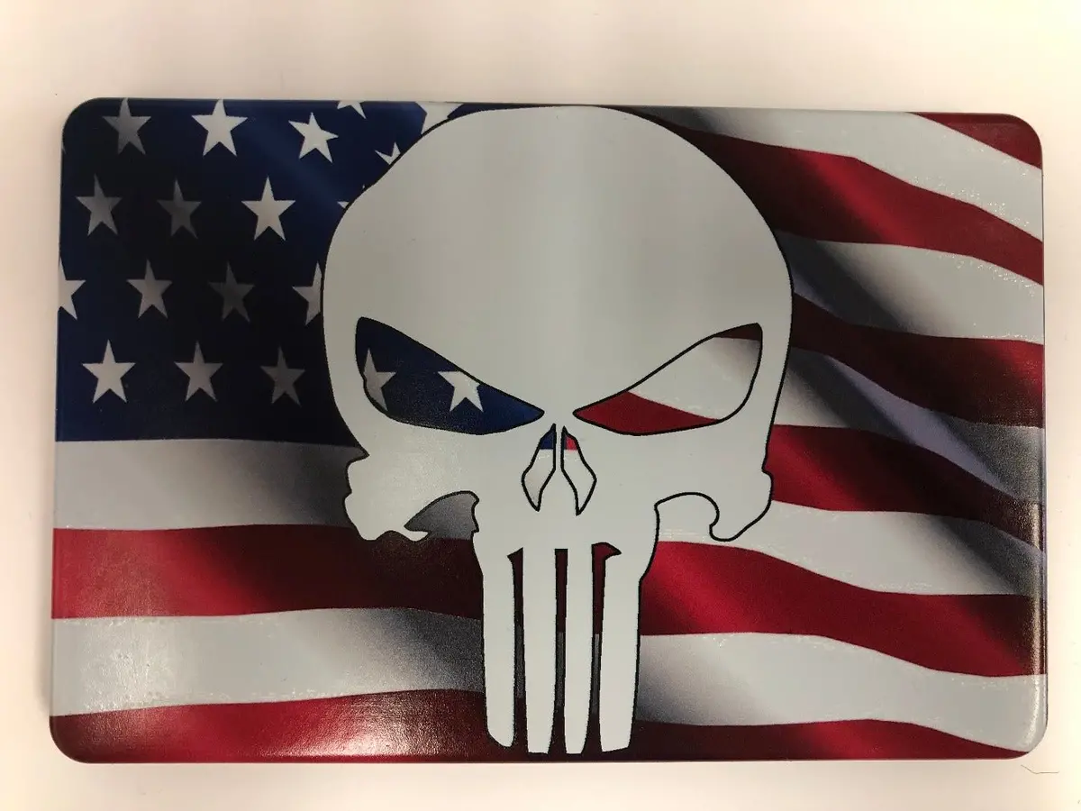 American Flag Waving Color With Punisher Hitch Cover 1