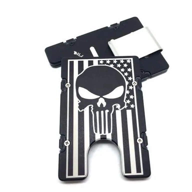 American Flag With Punisher - Billetvault Aluminum Wallet 1